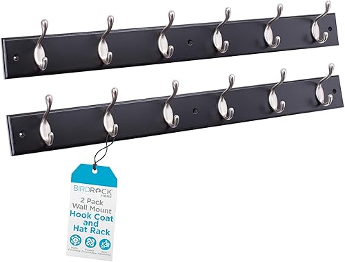 Miniatura 11 de BIRDROCK HOME Perchero ovalado para abrigos y sombreros 6 ganchos paquete de 2 Acabado blanco Montaje en pared Ganchos de níquel satinado