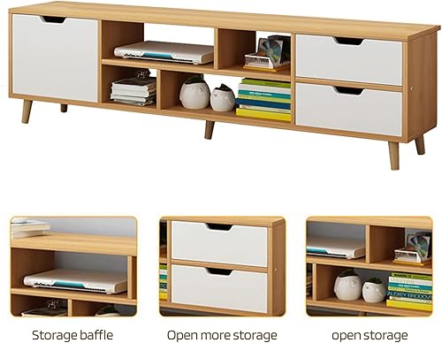 Miniatura 3 de GIFZES Soporte de TV para TV de 55 pulgadas, centro de entretenimiento con 3 cajones y estantes abiertos, soporte de TV pequeño moderno, consola