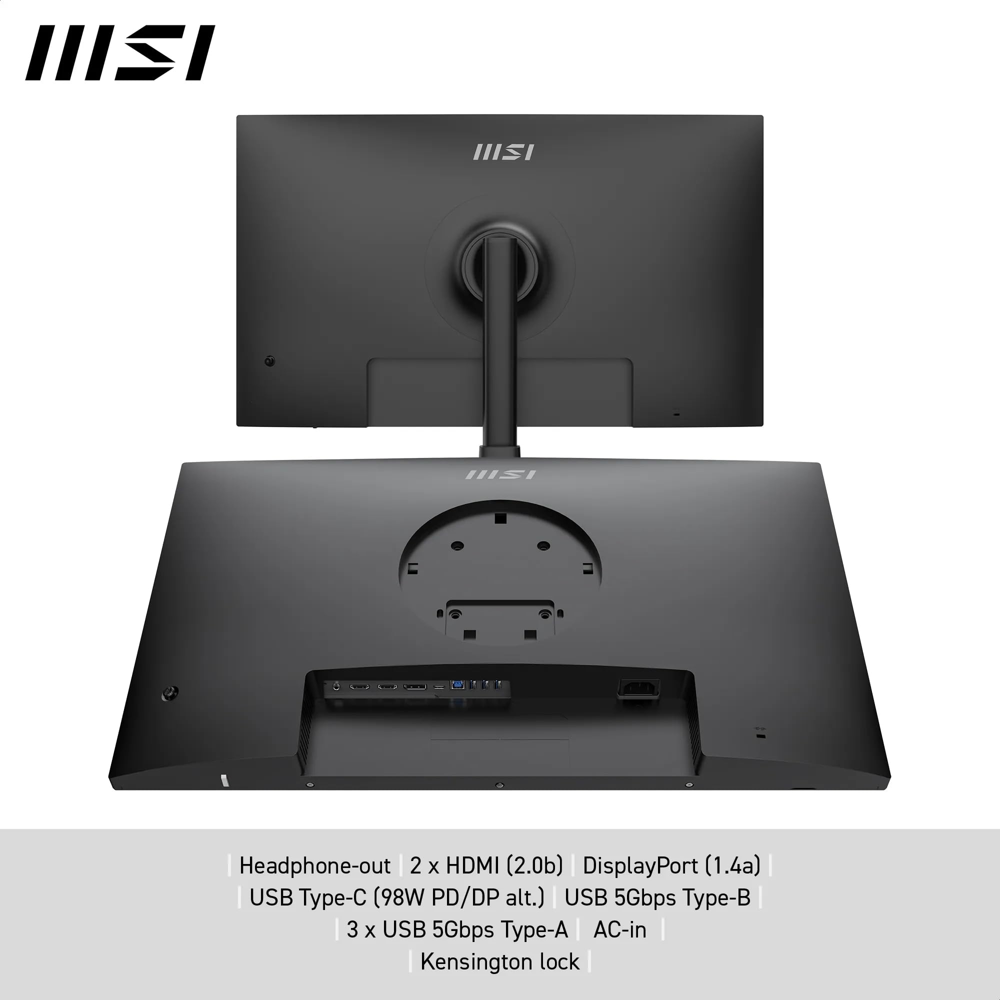 MSI Modern MD272UPHG 27-Inch UHD Office Monitor - 3840 x 2160 IPS Panel, 60Hz, Eye-Friendly Screen, VESA Mountable, 4-Way Adjustable - HDMI 2.0b, DisplayPort 1.4a, Type-C, USB-B, USB-A