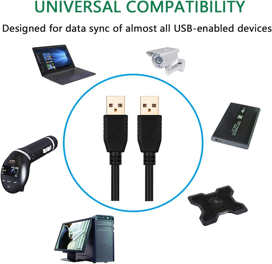 Tan QY USB A to A Male Cable 65Ft,Double End USB Cord with Gold-Plated Connector for Hard Drive Enclosures, Printers, Modems, Cameras(20M/65Ft)