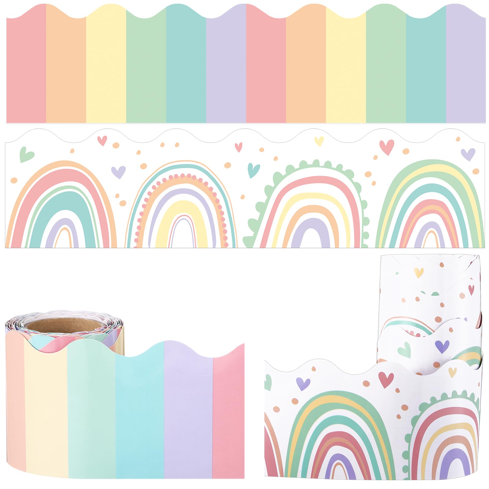 Bordure de tableau d'affichage arc-en-ciel pastel décoration école 18m