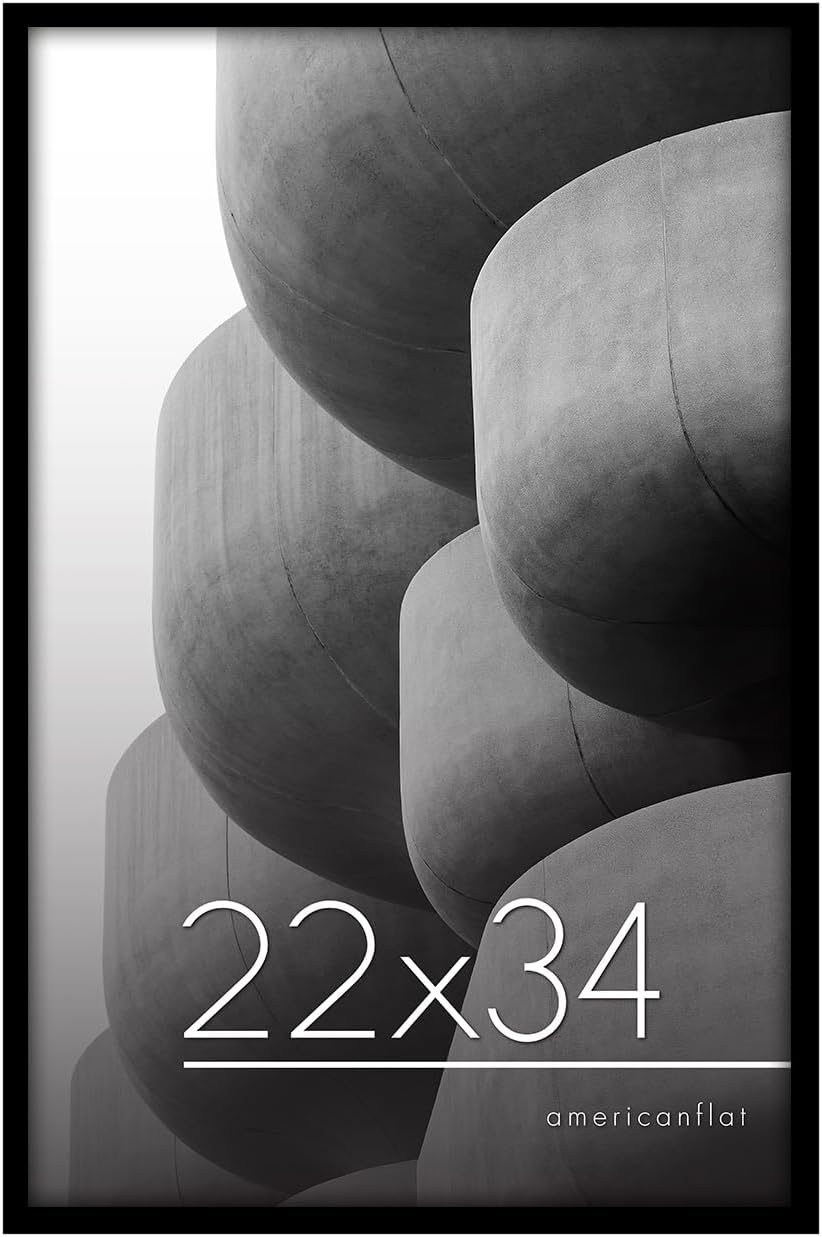 Americanflat 22x34 Poster Frame in Black Thin Border
