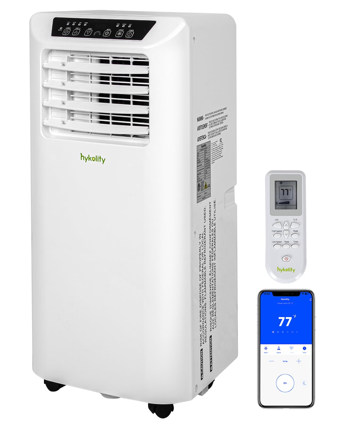 Hykolity 10,000 BTU WiFi Enabled Portable Air Conditioner with 2-Speed Fan & Dehumidifier, 4-in-1 Window Kit Smart AC Unit with 24H Timer for Living Room, Bedroom, Home, Up to 450 Sq.Ft
