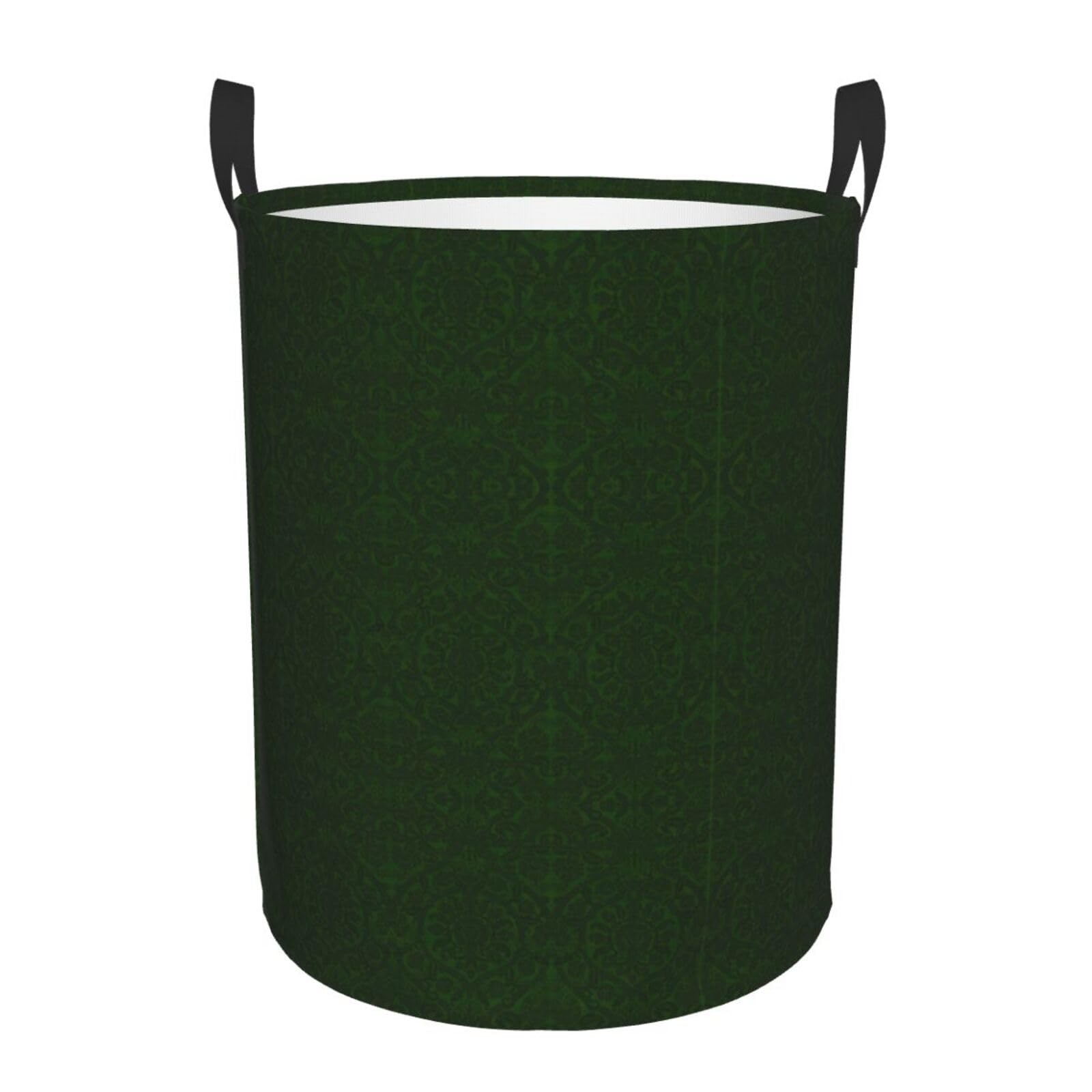 M Collapsible Round Hunter Green Floral Petals Pattern Print Laundry Hamper