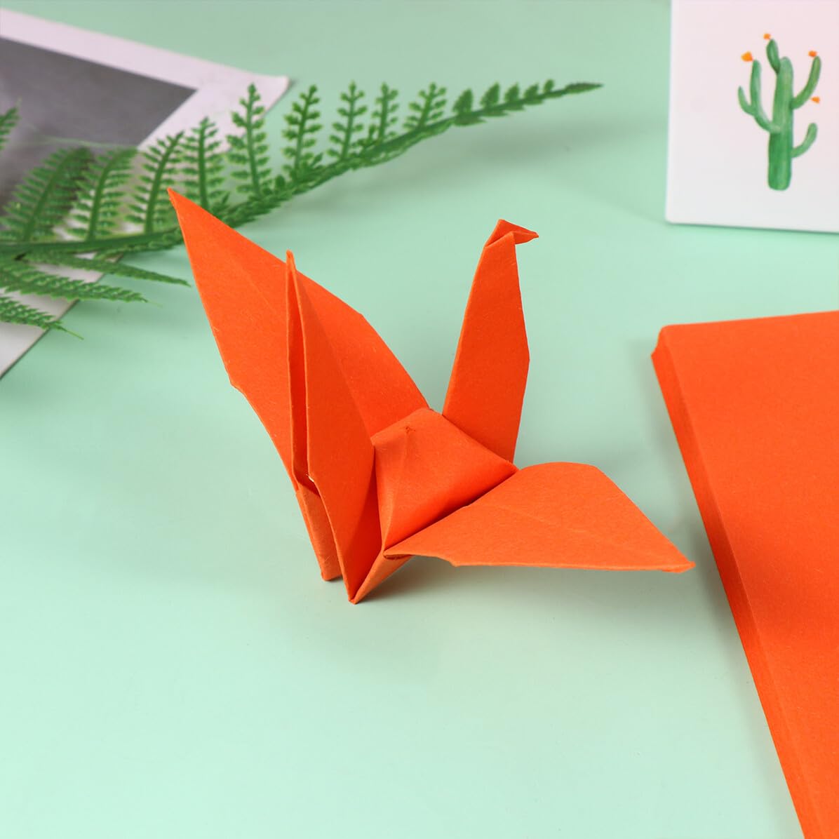 Carta Origami Arancione 500 Pezzi Quadrata in Carta Ecologica per Artigianato Manuale e Giochi Creativi per Bambini, Migliora Abilità Manuali