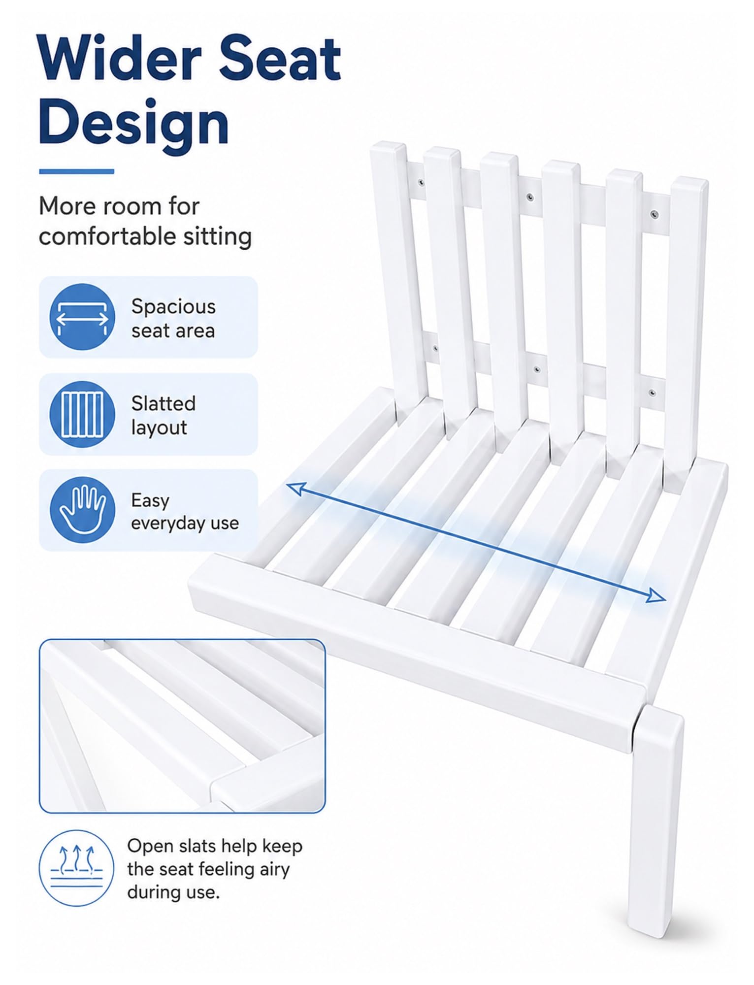 Genérico Asiento de Ducha Plegable de Pared, Taburete Abatible con Listones, Silla Compacta Ahorro de Espacio para Baño, Dormitorio, Balcón y Pasillo(Blue,H-35 CM)