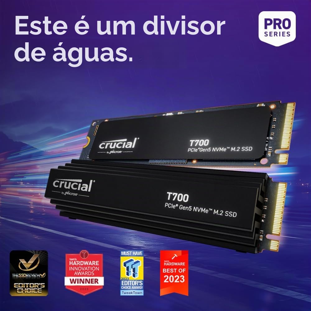 新品未開封 Crucial T700 1TB PCIe Gen5 M.2 SSD Crucial SSD M.2 NVMe T700 1TB Gen5 com dissipador de calor - até