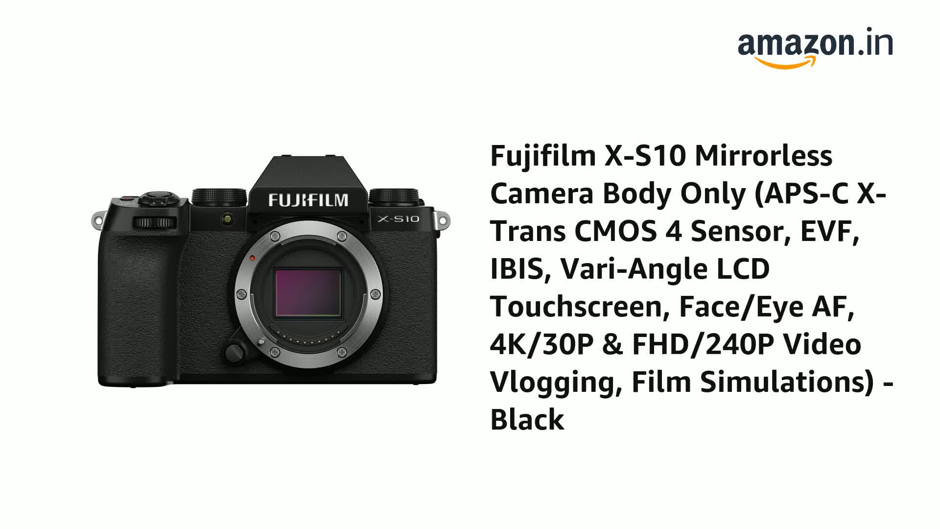 Buy Fujifilm X-S10 Mirrorless Camera Body Only (Digital Zoom, APS