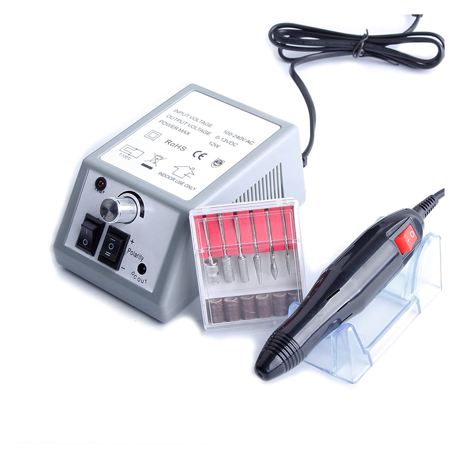 Máquina Perforadora de uñas 2000 0RPM bits de Taladro uñas eléctrico Juego manicura Molino cortadores Molino Gel Cutícula Removedor Nail Kit Archivo Art Pedicure Machine(Szary)