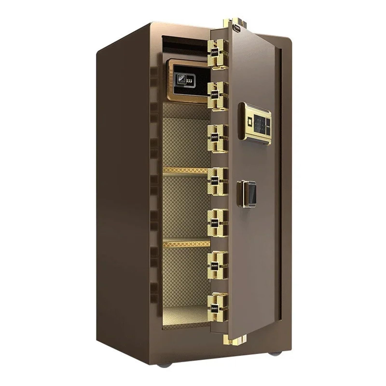 Cassaforte, Cassetta di sicurezza in acciaio inossidabile for casa e ufficio, cassaforte antifurto, impronta digitale, password, parete, altezza 1,2 m(B type coffee gold)