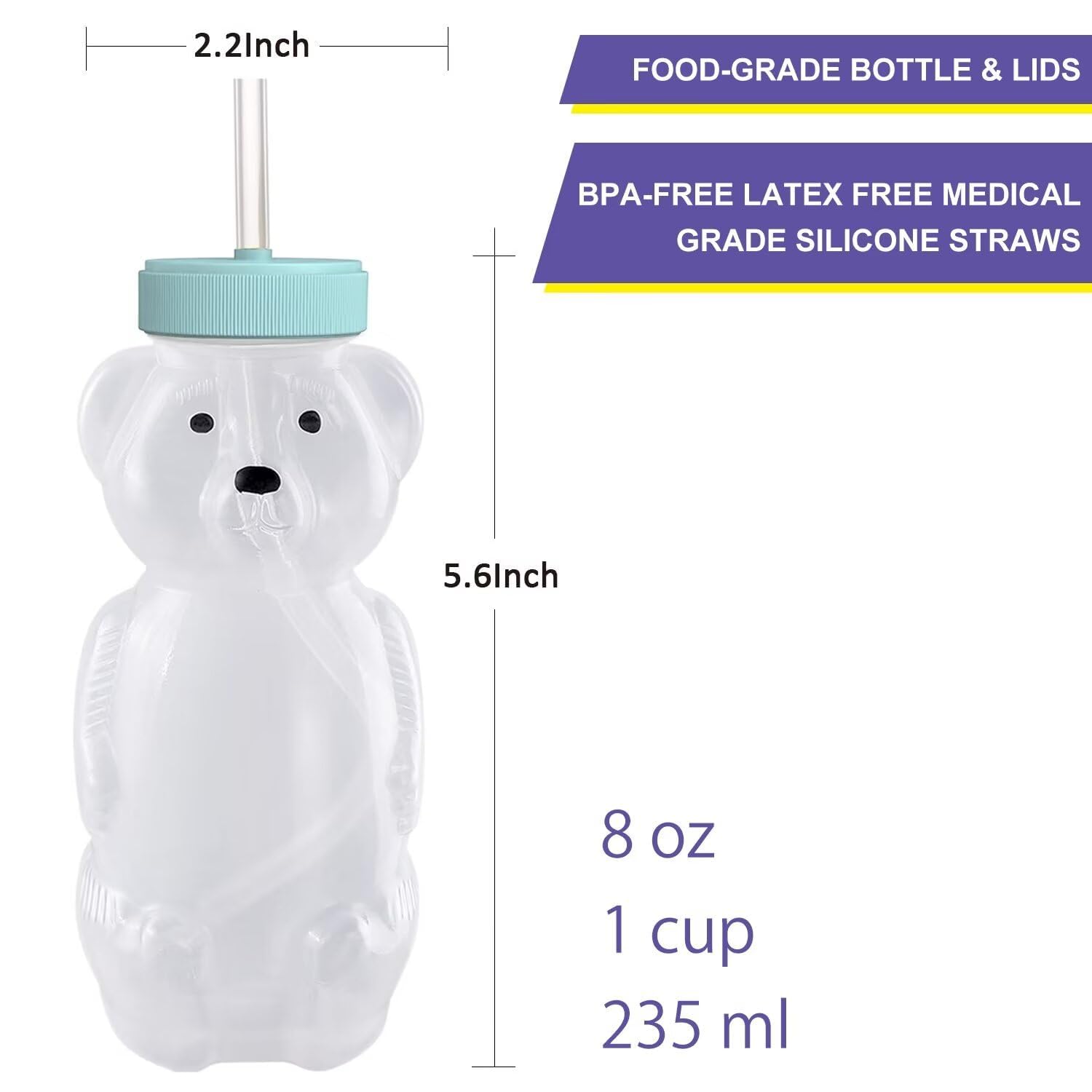 Paquete 2 Vasos Paja Oso Miel, Taza Para Beber Exprimible | Meses Sin