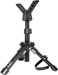 HUNTPAL Portable Tripod Rifle Shooting Rest for Table Bench Shooting Range Practice, Adjustable Compact Aluminum Construction Gun Rifle Rest, Shooting Stick Stand Gun Holder with 360° Rotation V Yoke