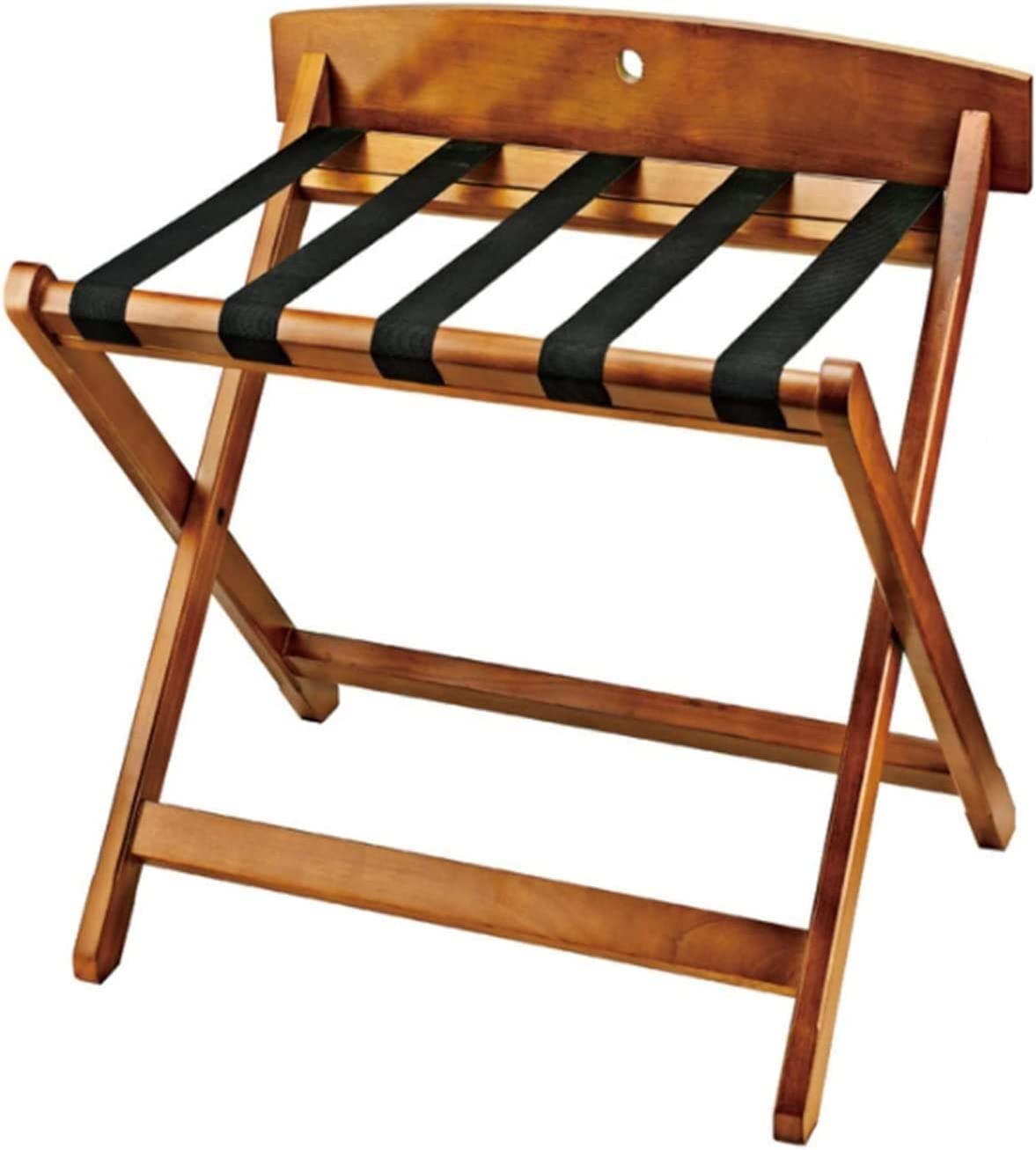 Porte-valise d'hôtel pliant en cuir et bois avec support vertical 72 cm