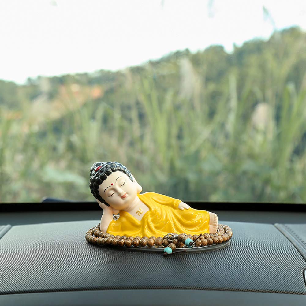 Bouddha en céramique mignon pour déco voiture et étagère salon
