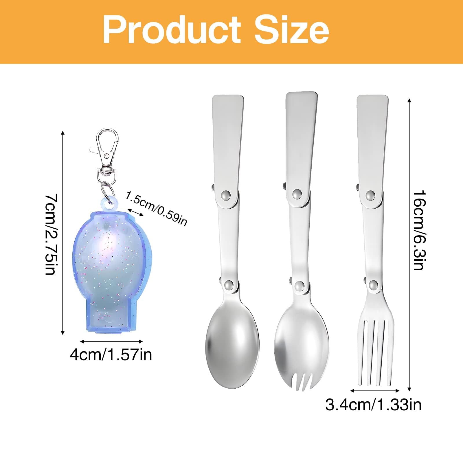 Set Posate Pieghevoli In Acciaio Inox 304 - 3 Pezzi Con Scatola Per Campeggio E Viaggi