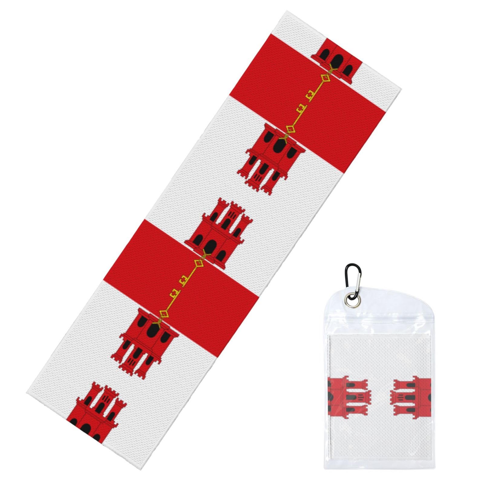 HGIUYDRD Flag of Gibraltar Print Cooling Sports Towel with PVC Carry Bag for Gym, Beach, Golf and World Cup Events