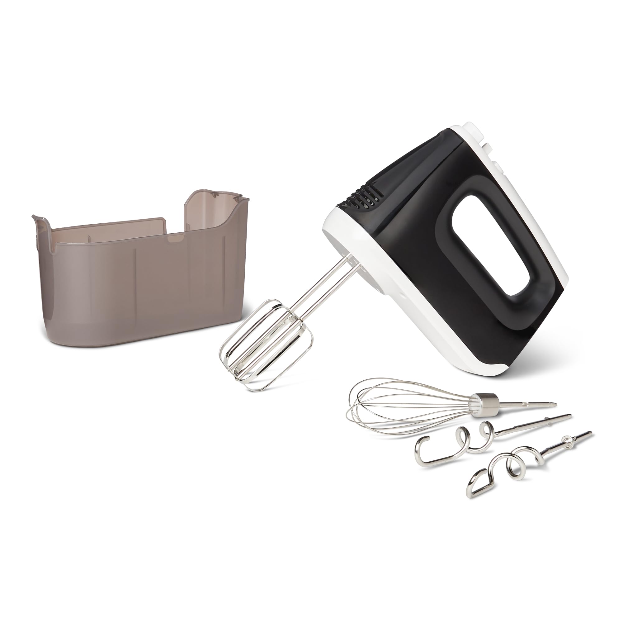 Amazon Basics 6-Speed Electric Hand Mixer with Turbo, Snap-On Storage Case, 400 Watts, Black