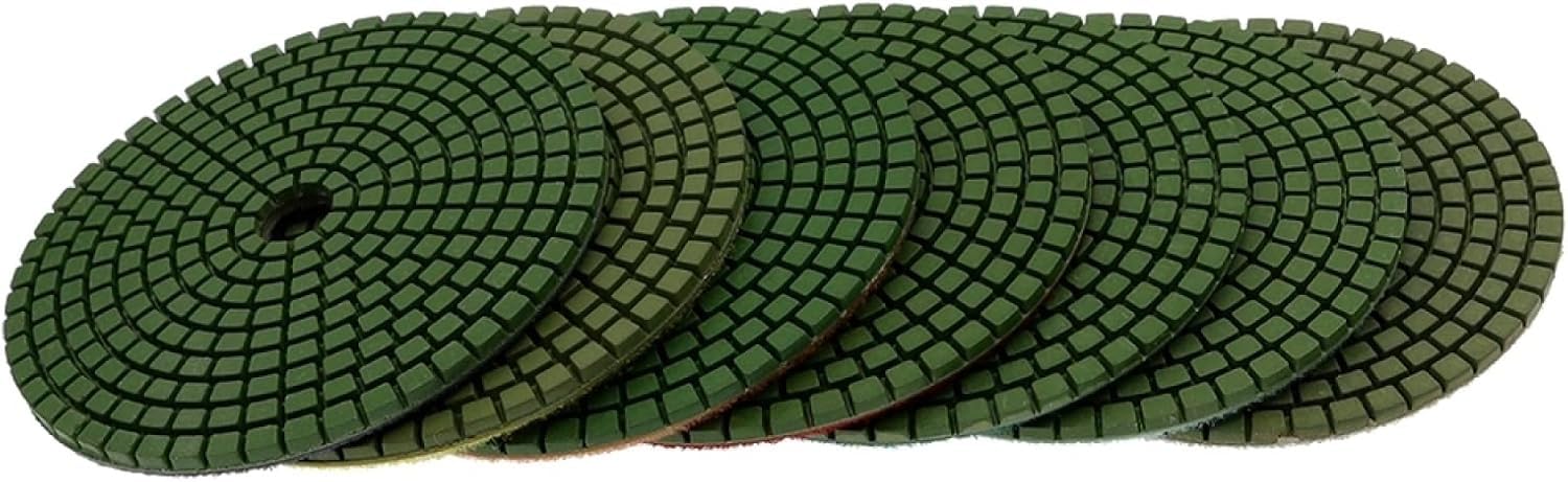 Almohadillas pulidoras de diamante, Juego de 7 almohadillas de pulido de diamante de 4 pulgadas, almohadilla de pulido húmeda flexible de 100 mm for granito, mármol, hormigón, disco de pulido for suel