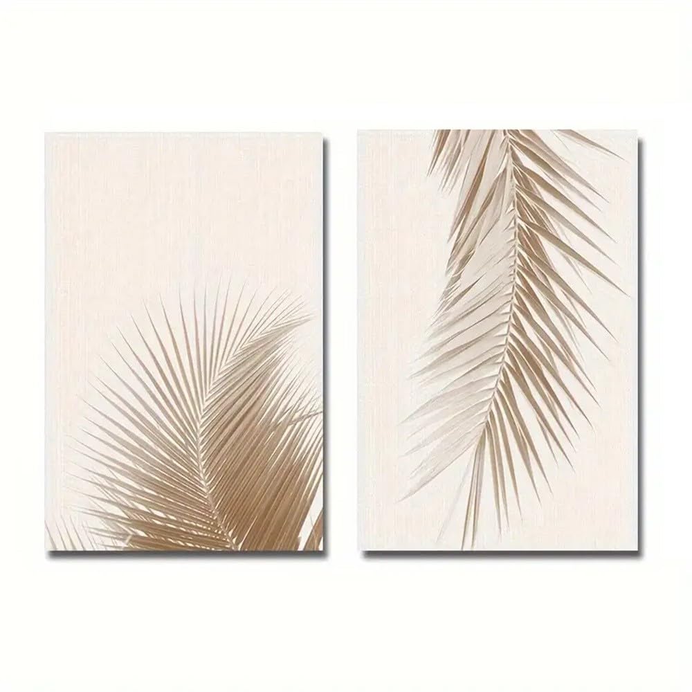 WUHBCZ Canvas Paints,Canvas Poster, Tropical Plant Palm Leaf Canvas Painting, Botanical Art Poster Print Minimalist Wall for Bedroom Living Room Wall Art Room Decoration-60 * 70cm*2PCS (No Frame)
