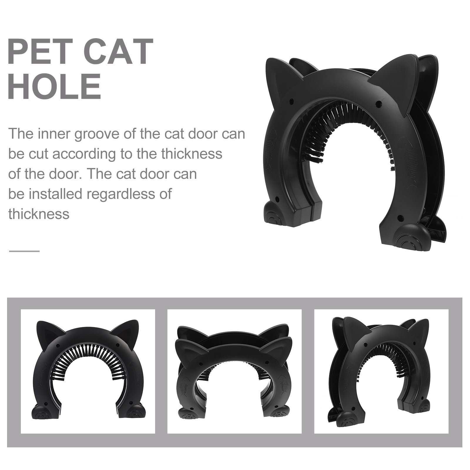 Cabilock Katzenklappe aus Abs Kunststoff mit Bürstendesign für Bequemen Zugang Katzentür im Katzenkopf Form für Innenräume Geeignet für Katzen und Kätzchen
