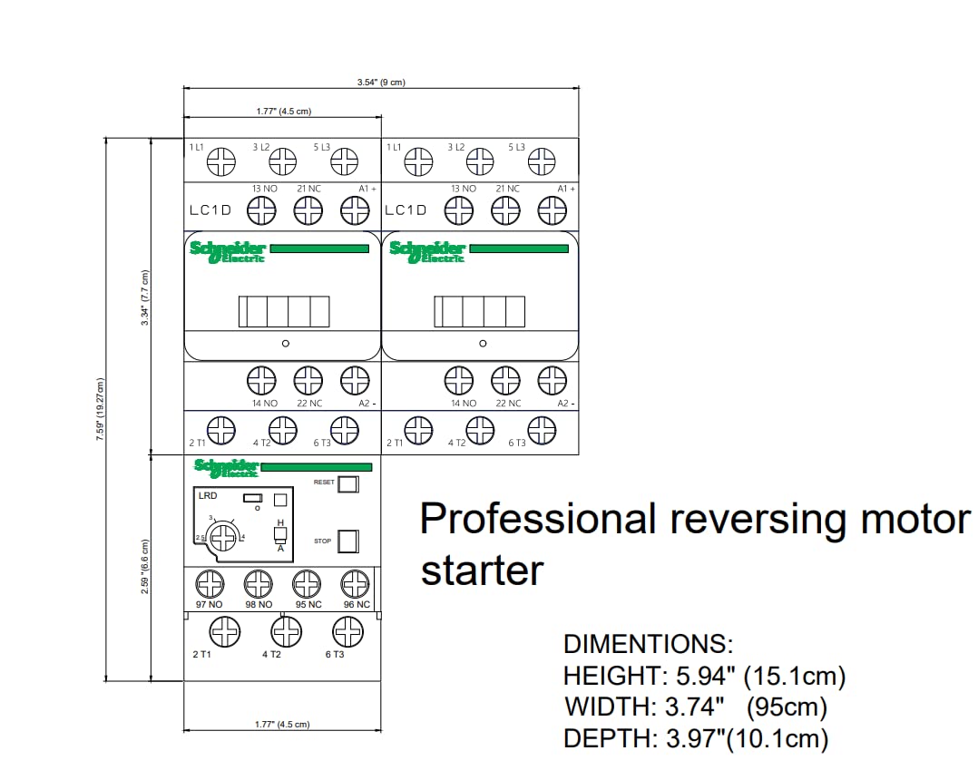 LC1D09 Professional Reversing 1HP @ 220V, 3HP @ 480V, 2.5-4 Amp.,Coil 24V