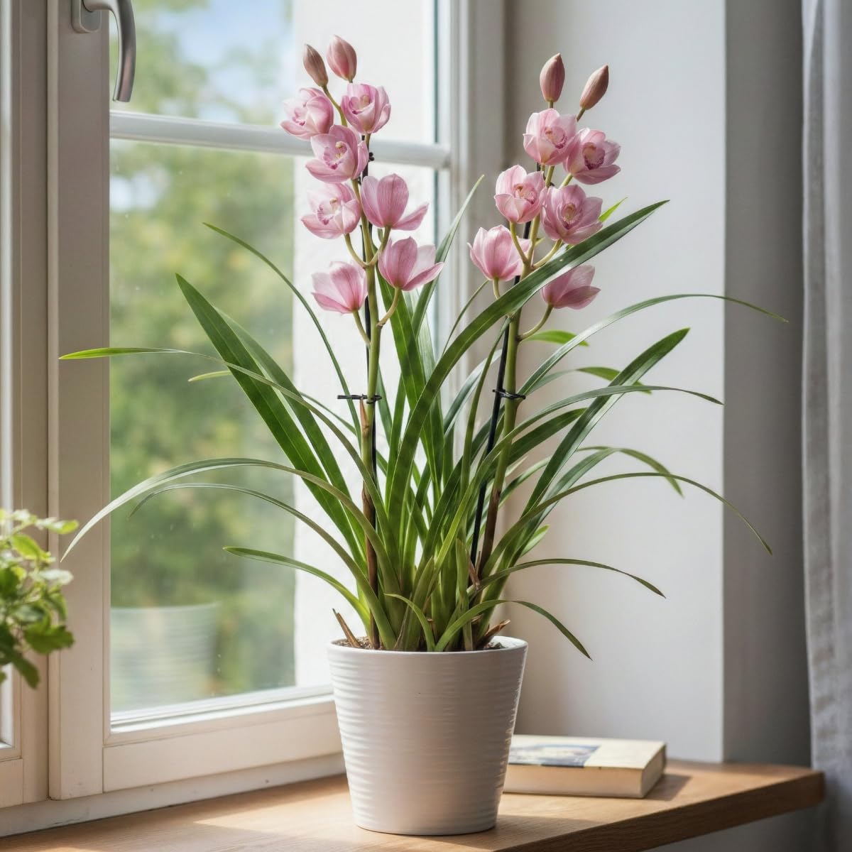 Orchidée Cymbidium Rose - 1 Plante Intérieur Naturelle - 60-70 cm - Pot de 14 cm - Avec fleurs et parfumée - Naturelle Plante de Hollande (pas de graines, non artificiellele)