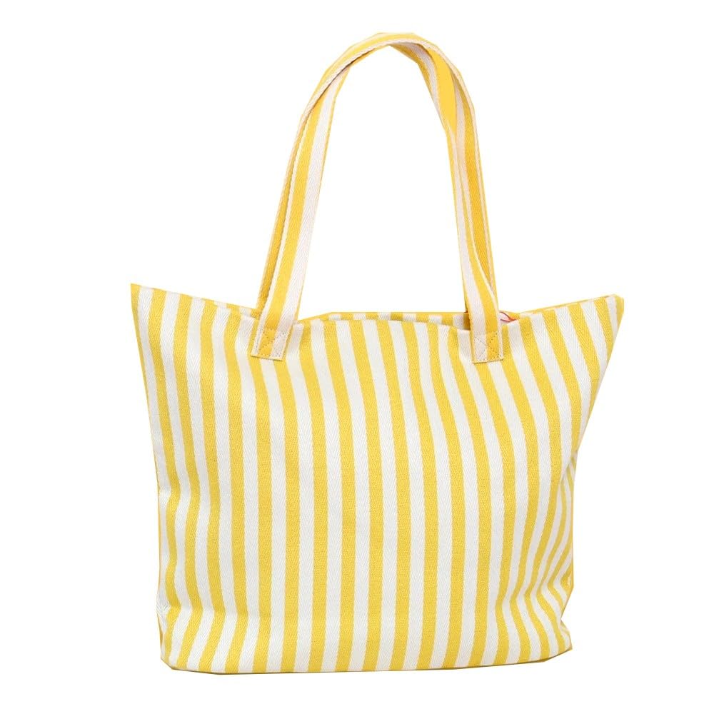 Agatha Ruiz de la Prada Bolso Tote Playa con cremallera y franjas de color amarillo
