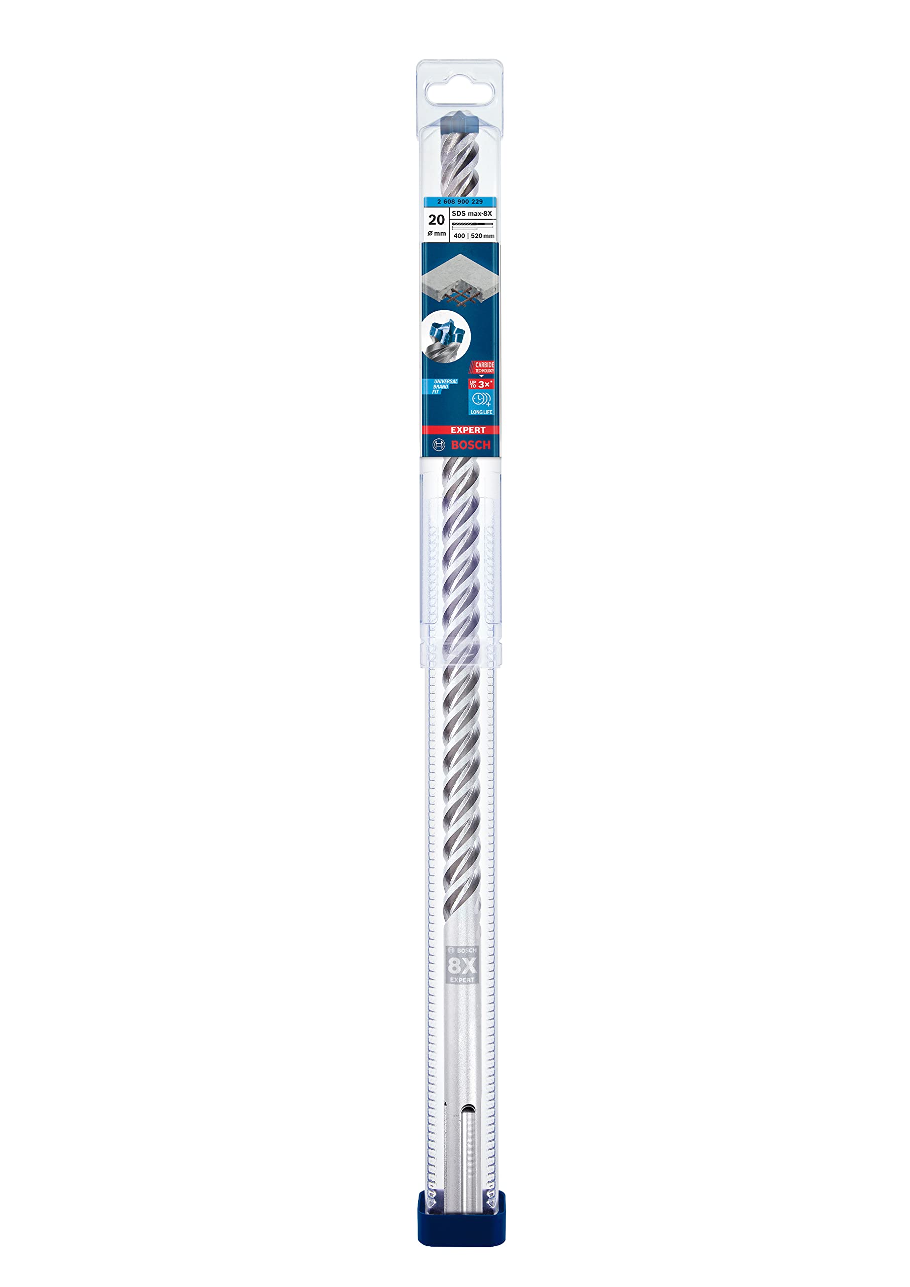 Bosch Bosch 1x EXPERT SDS max-8X Hammer Drill Bit (for Soft stone, Hard stone, Ø 20.00 mm, Professional Accessory Rotary Hammer Drill)