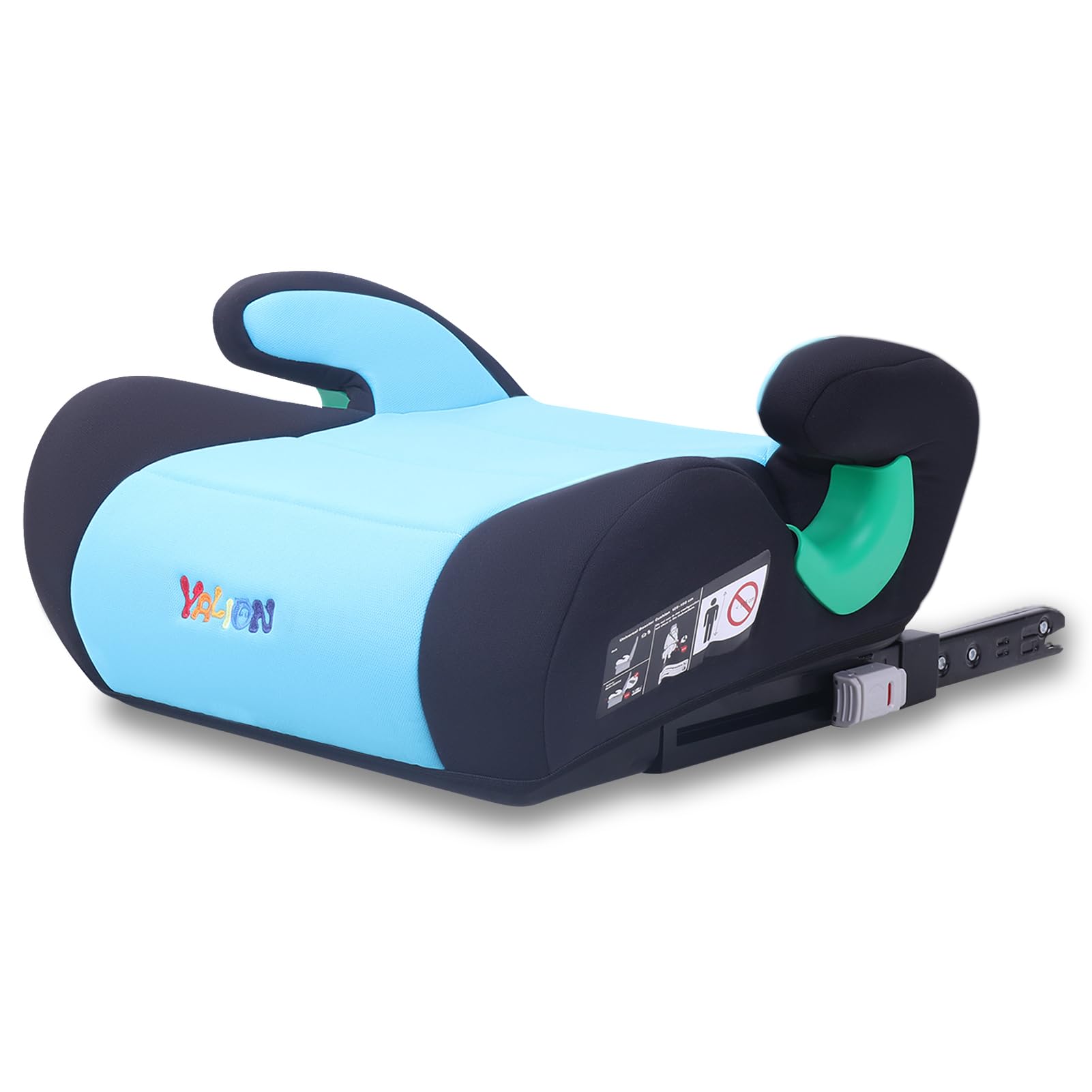 YALION Sitzerhöhung Auto Kinder ISOFIX, Kindersitzerhöhung mit ISOFIX Nach i-Size Norm R129, Kinderautositz 125-150cm(ca. 6-10 Jahre), 3-Punkt-Gurt, Blau