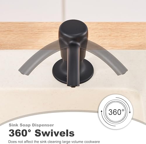 Vista 15 de GAGALIFE Kitchen Sink Soap Dispenser with 17 OZ Large Bottle - Sink Soap Dispenser for Kitchen Sink, Refill from The Top (Brushed Nickel)