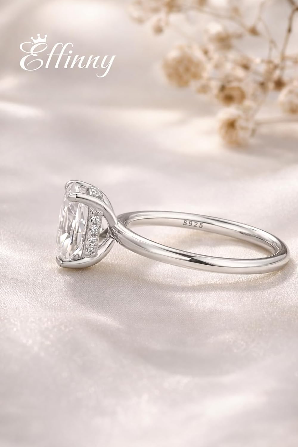 2.5/3.5ct Elongated Cushion Cut Moissanite Engagement Ring,Genuine D Color VVS1 Clarity,925 Sterling Silver Solitaire Promise Ring for Wedding,Daily,Travel,Party