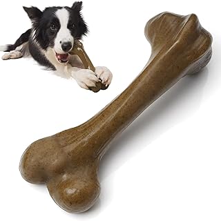 Dog Toys for Aggressive Chewers, Indestructible Dog Toys, Nylon Dog Bones, Durable Tough Puppy Teething Toys, Interactive Dog Toys for Medium Large Small Breed, Lifetime Replacement, Beef Flavor