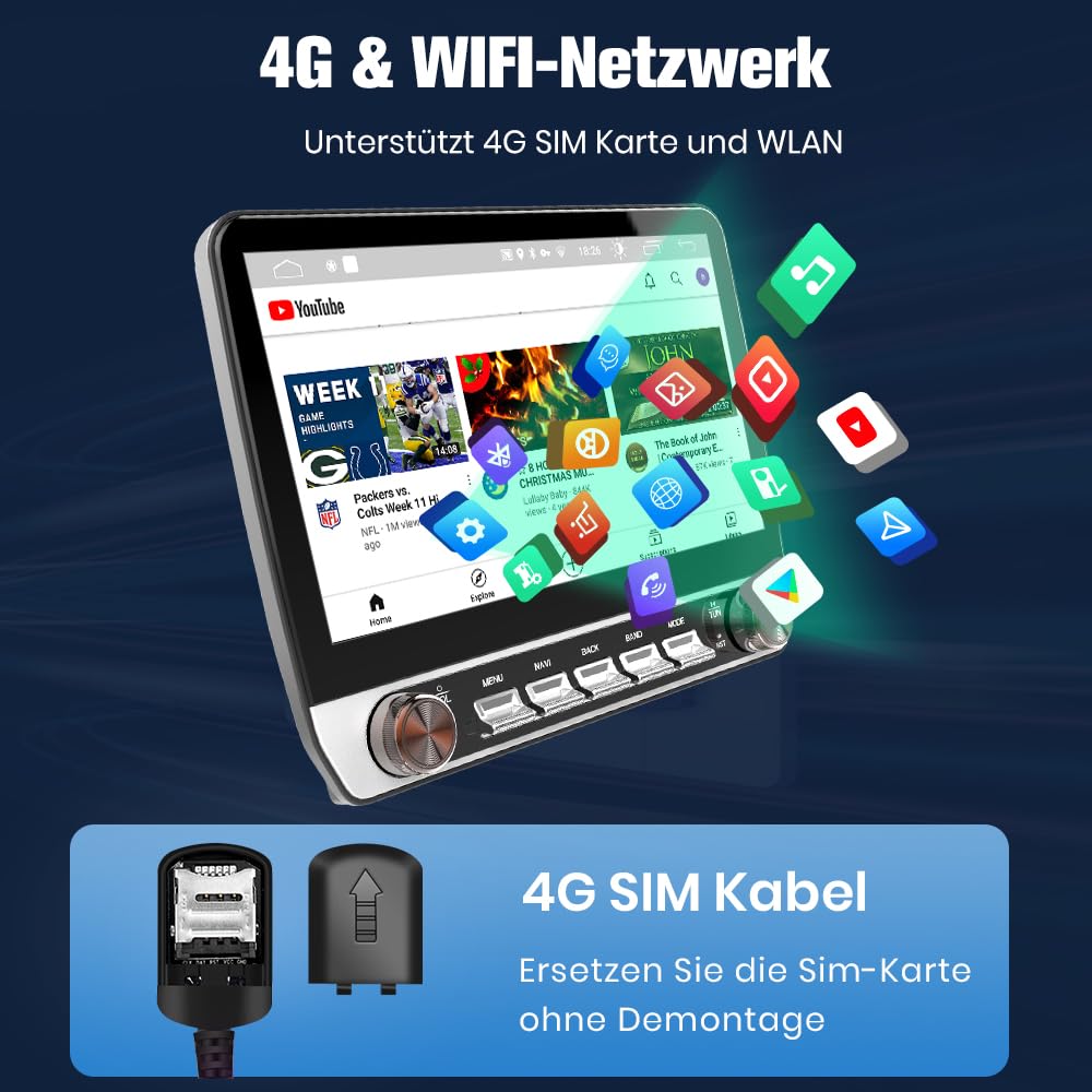 Junsun Android Autoradio für FIAT Ducato, Peugeot Boxer, Citroen Jumper (2006-2013), 6GB+128GB, 10.1 Zoll unterstützt 4G-SIM-Karte, CarPlay, Android Auto, FM Radio, Bluetooth, WLAN, Navigtion, SWC