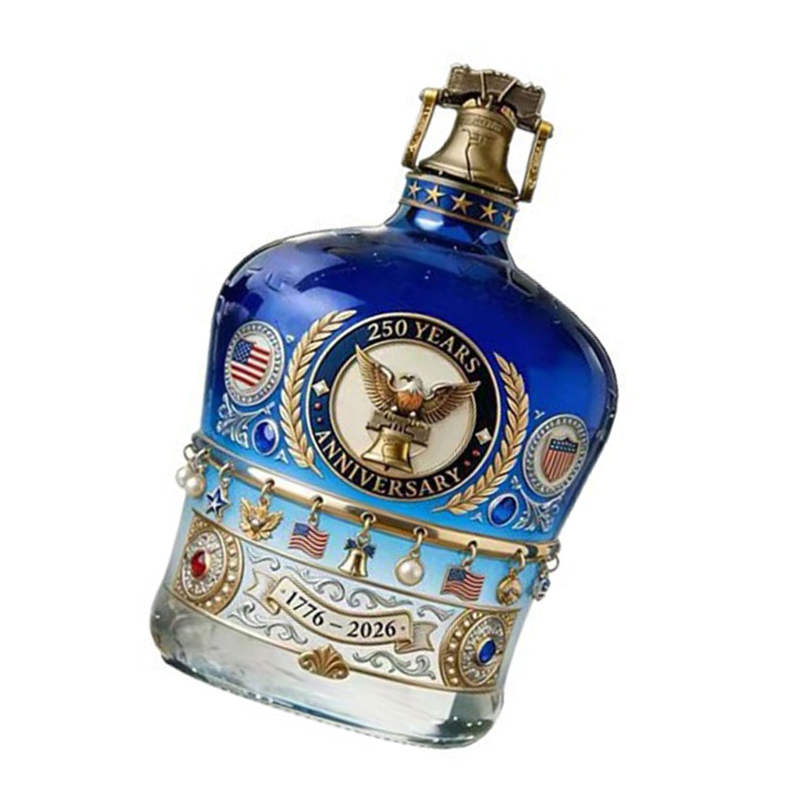 ZEPFJHE 250th Anniversary Patriotic Whiskeys Decanters with Americans Flag Designs Commemorative Liquor Bottle Commemorative Irish Glass Bottle