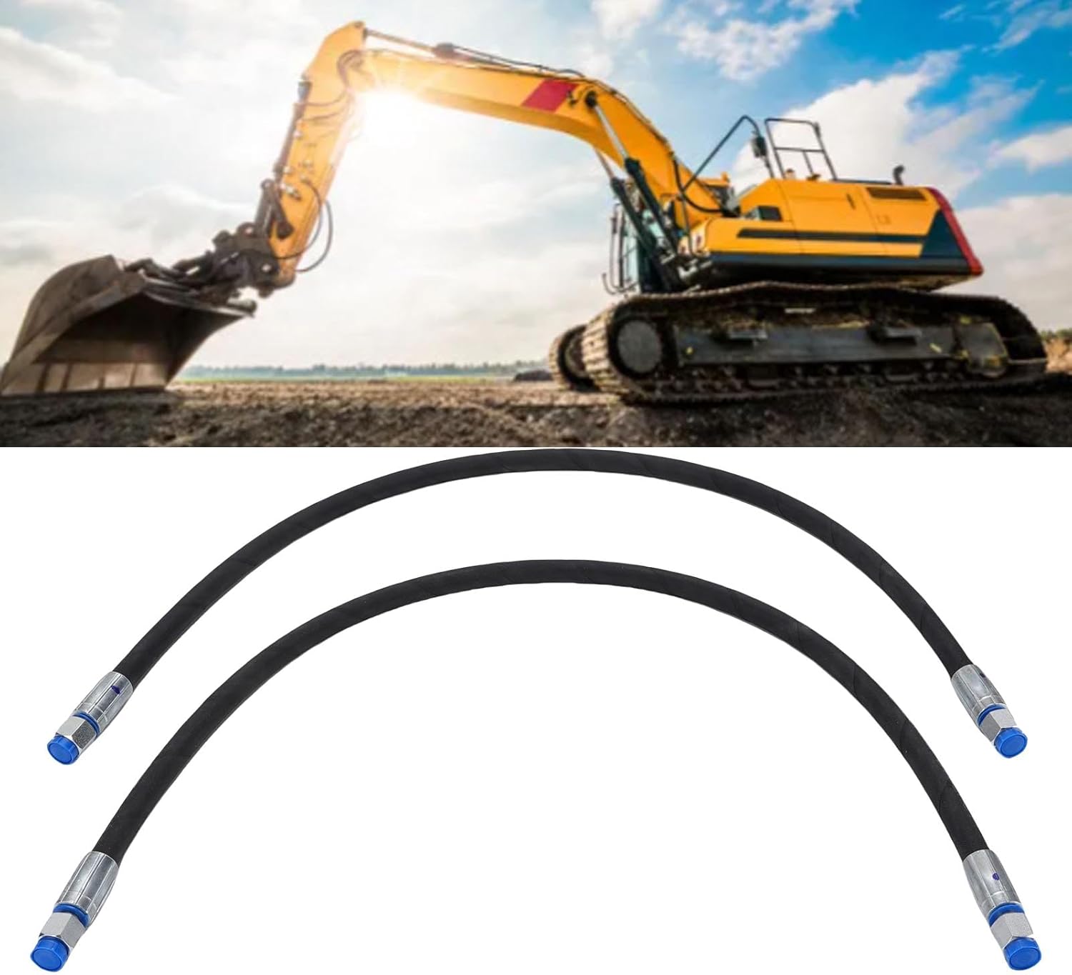 FTVOGUE 2Pcs 1/4 inch Excavator Throttle Valve Connection Hose Hydraulic Hose Assembly 32in Long for 1-2 Ton Chinese Mini Excavator