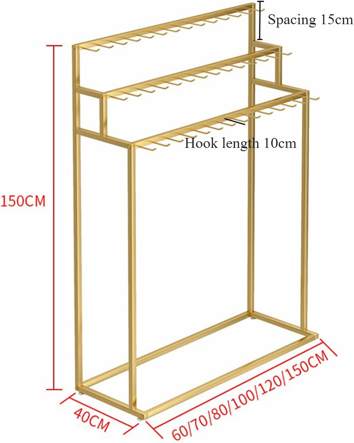 Men's Belt Display Stand Tie Racks Hanging Hook Commercial Shelves, Multifunctional Scarf Rack Shawls Purse Shelf Handbag,Clothing Store Boutiques Retail ‌Storage(Black 60 * 40 * 150cm)
