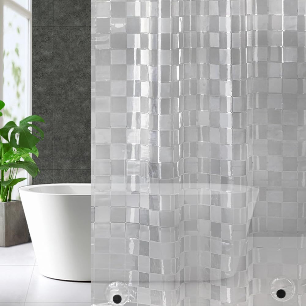 Cortina De Ducha ZEMAHOME EVA 3D - 72x72 Pulgadas, Transparente, Con Imanes Y Ojales Metálicos