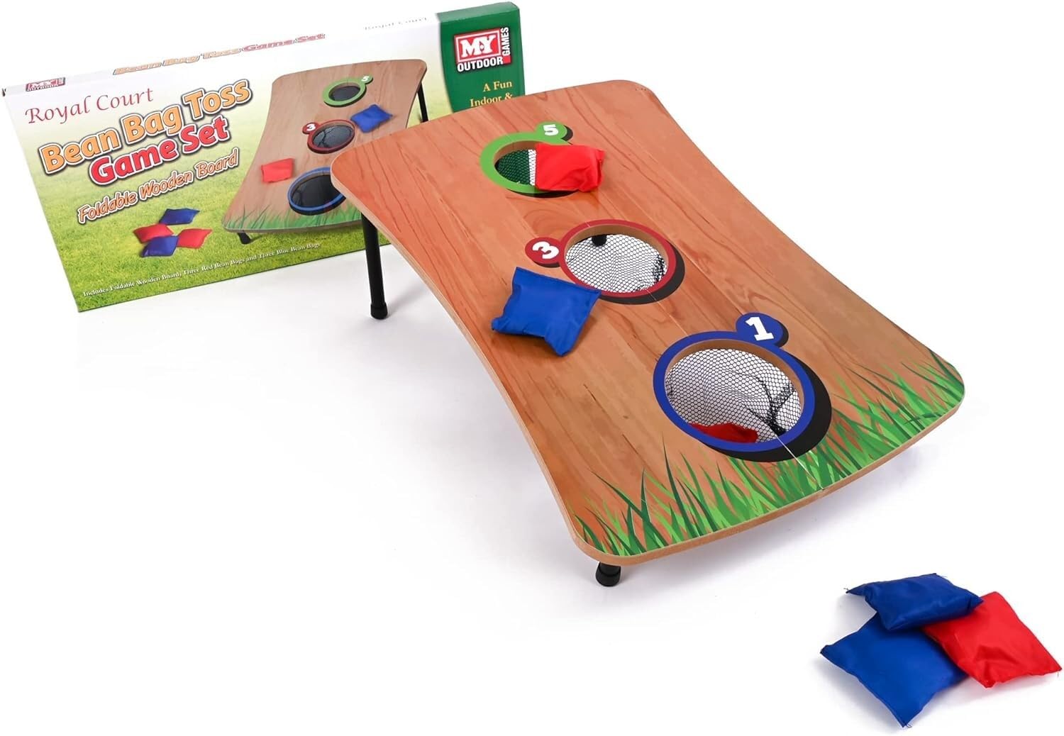 Bean Bag Toss Game β Wooden Cornhole Board with 6 Bean Bags β Indoor & Outdoor Garden Throwing Game for Kids & Family β Classic Corn Hole Set with Target Holes