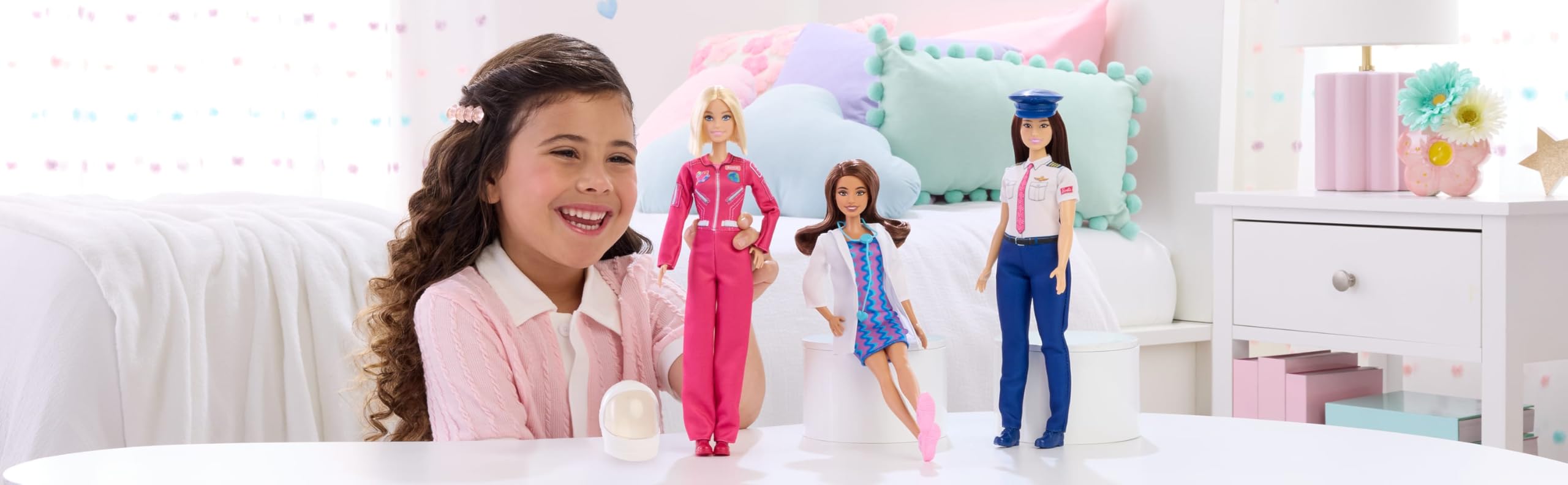 Barbie Careers Pilot Fashion Doll Wearing Removable Look with Flight Uniform & Shoes, Plus Hat Accessory, JKF75 - Image 3