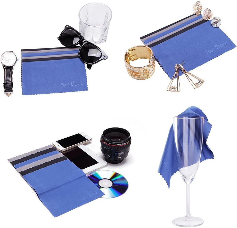 Your Choice Microfiber Cleaning Cloths 6 Pack for Eyeglasses, Camera Lens, Cell Phones, CD, DVD, Computers, Tablets, Laptops, Telescope, LCD Screens and Other Delicate Surfaces Cleaner