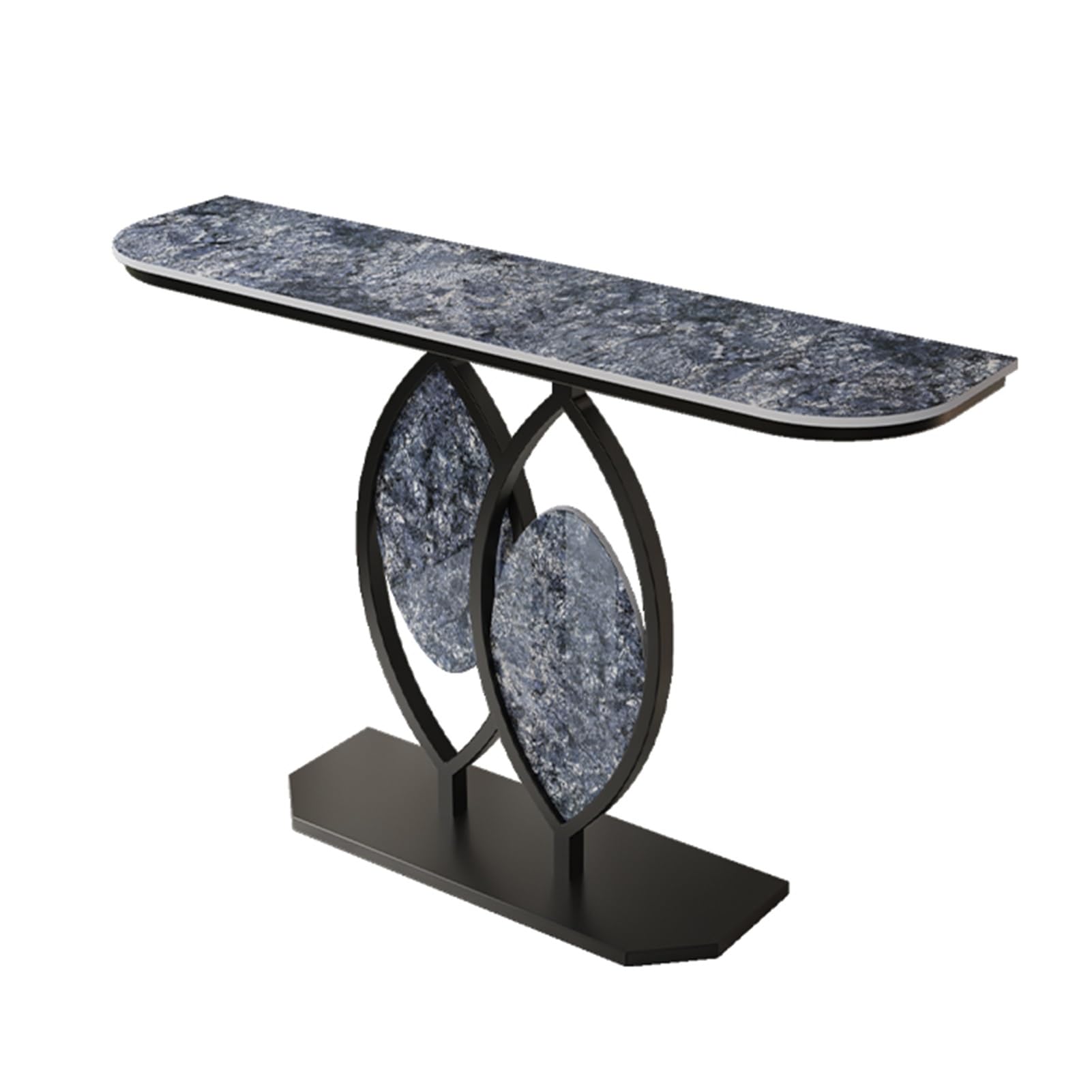 Consolle da ingresso con struttura in metallo, tavolino stretto con ripiani portaoggetti, tavolino da divano dietro il divano, per corridoio, ingresso, atrio, soggiorno (nero, 80 cm/31,5 pollici)