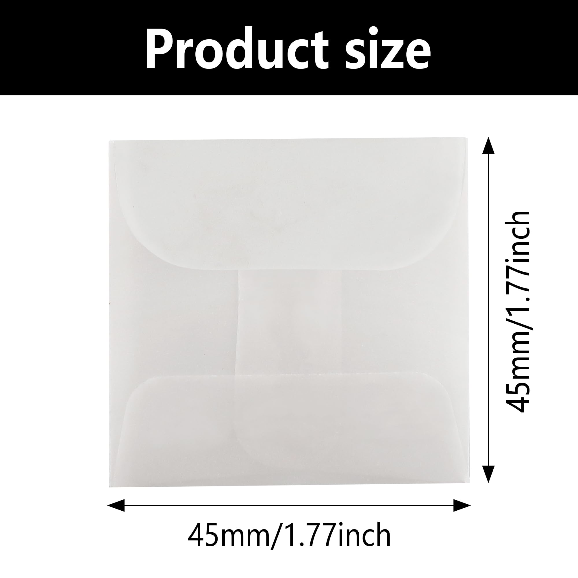 bociloy 50PCS 2x2 Inch Glassine Flat Paper Bags, Small Glassine Envelopes, Semi-Transparent Waxed Paper Bags for Storing Photos Stamps Ring Jewellery Coin