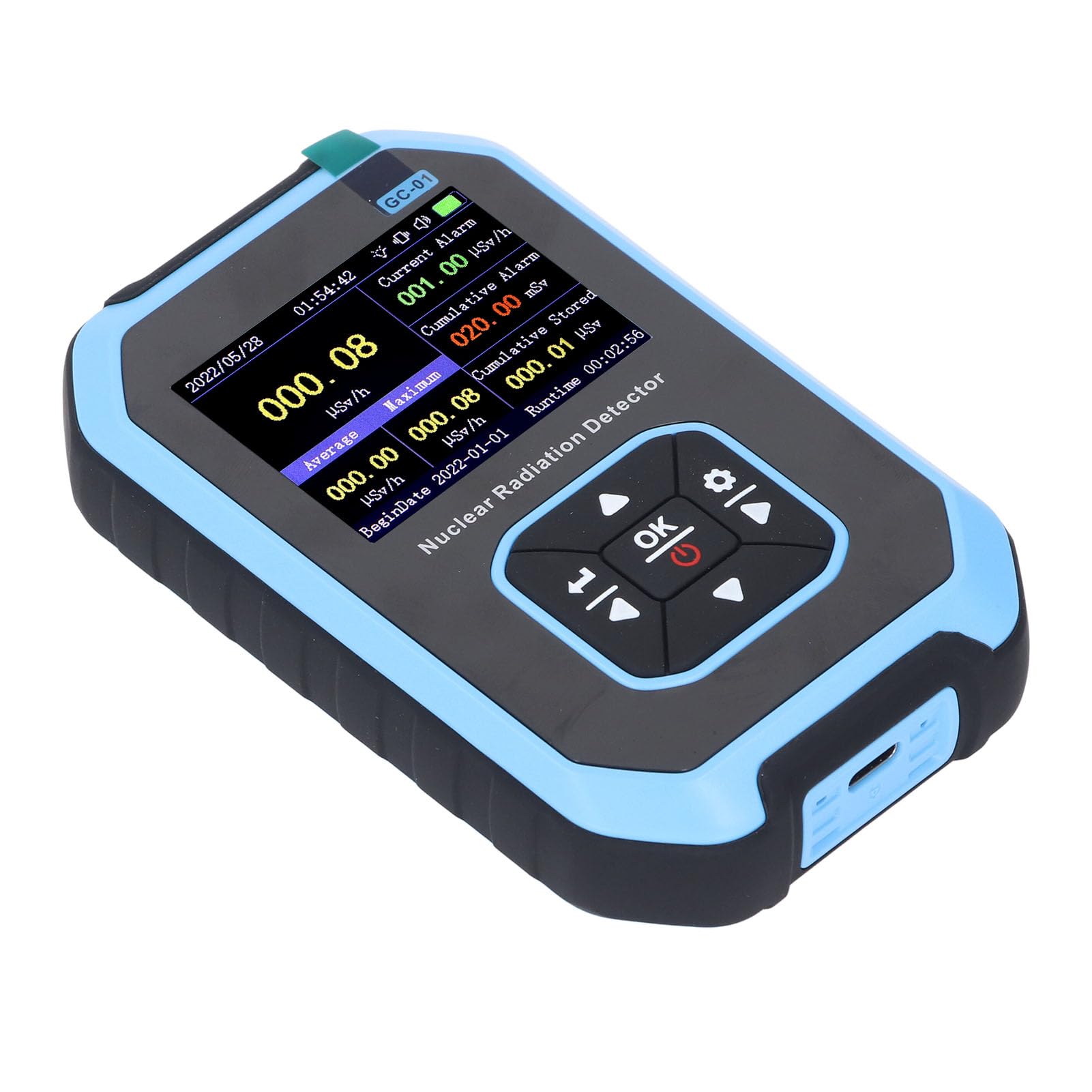 Portable Handheld Nuclear Radiation Detector Device Counter Dosimeter Rechargeable Beta Gamma X Meter Blue for Industrial Use
