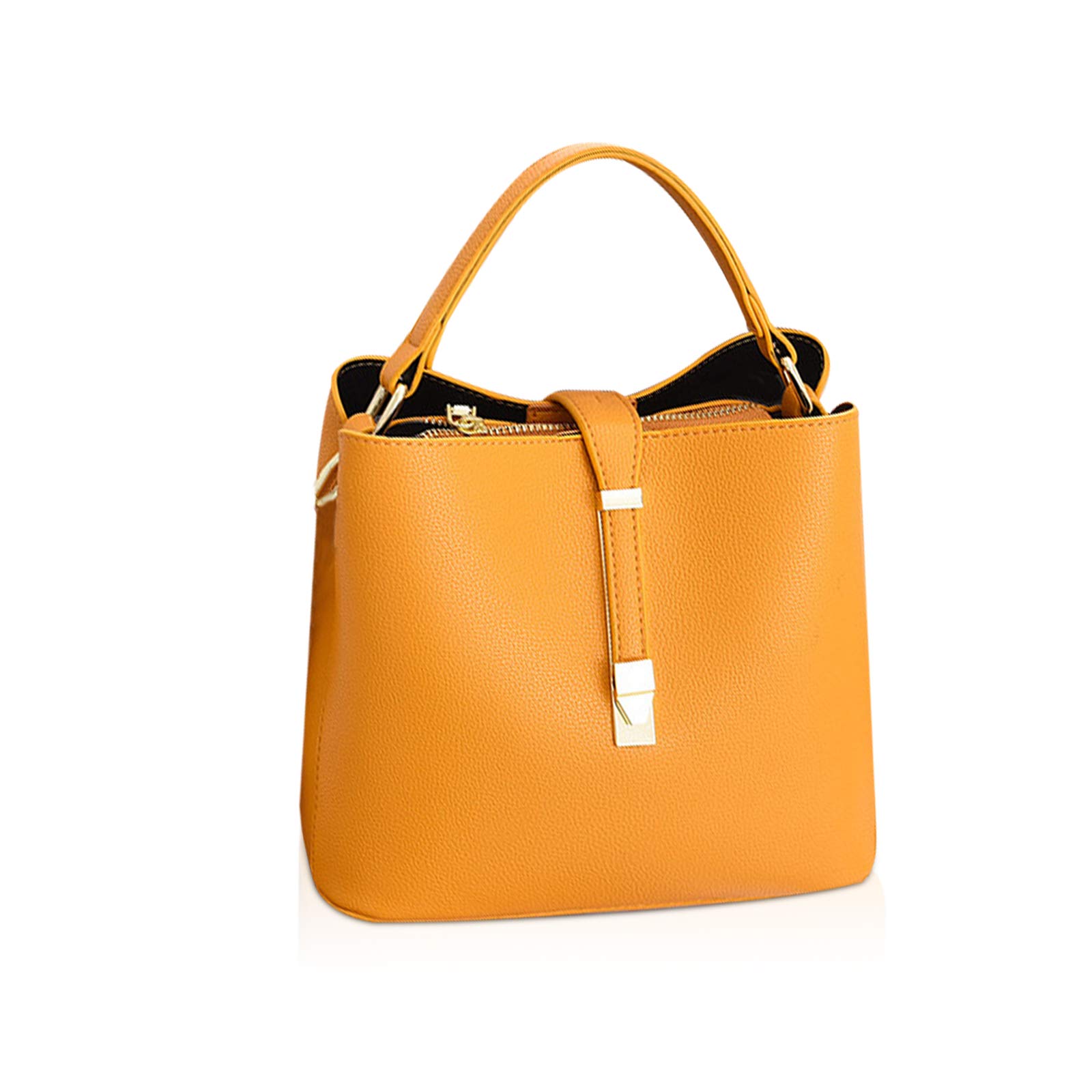 NICOLE & DORIS Bolsos de mano para mujer, bolso de mano de piel sintética, bolsos grandes y bolsos de hombro con dos correas, asa superior, bolsas de cubo hobo de moda para mujer, Amarillo, Large