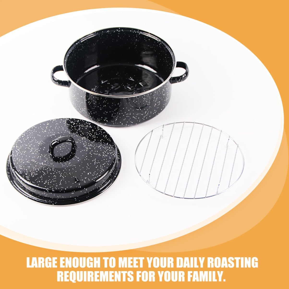 Alipis Covered Roaster Pan for Roasting Sweet Potatoes and More Multi-function Enamelware Cookware with Lid for Family Meals Convenient Cooking Pot