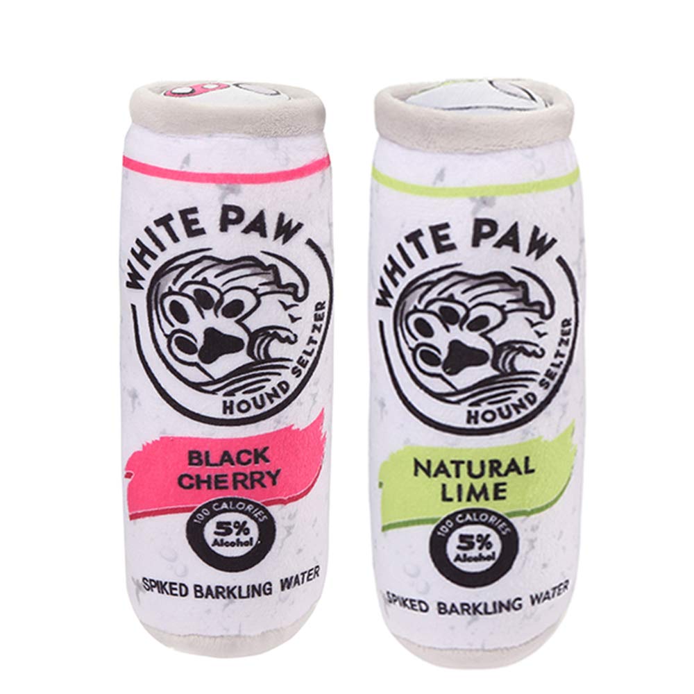 Hands-Free Baby BottleBamla Fun Novelty Unique Parody Designer Alcohol Squeaker Soft Plush Dog Toy (2 Pack - Medium Dog Paw Black Cherry & Natural Lime)