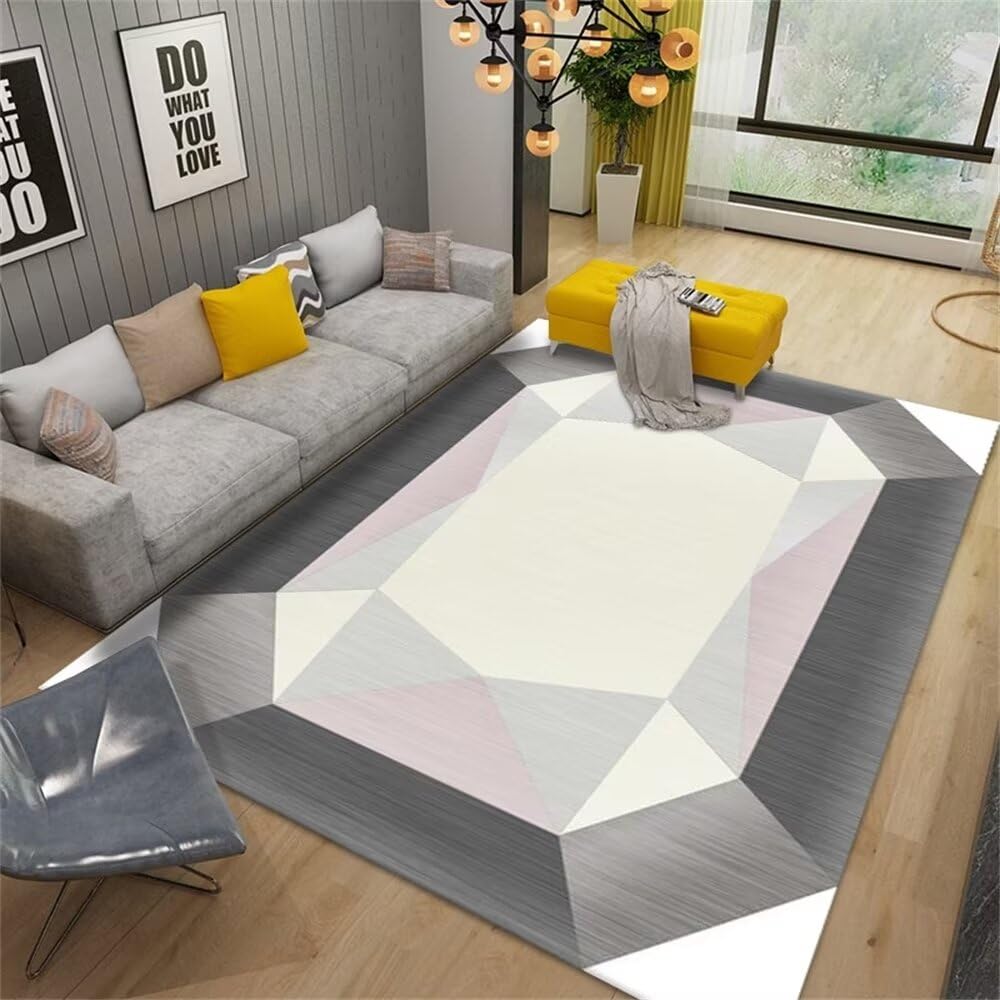 Tapis de couloir et de chambre géométrique gris 120x160cm