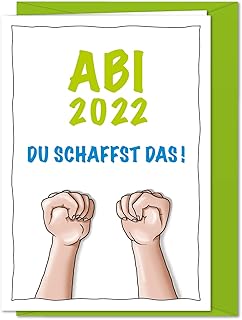 XL Karte Abi 2022 - Du schaffst das! Karte zum Glück wünschen und Daumen drücken beim Abitur, Grußkarte viel Erfolg für‘s ...