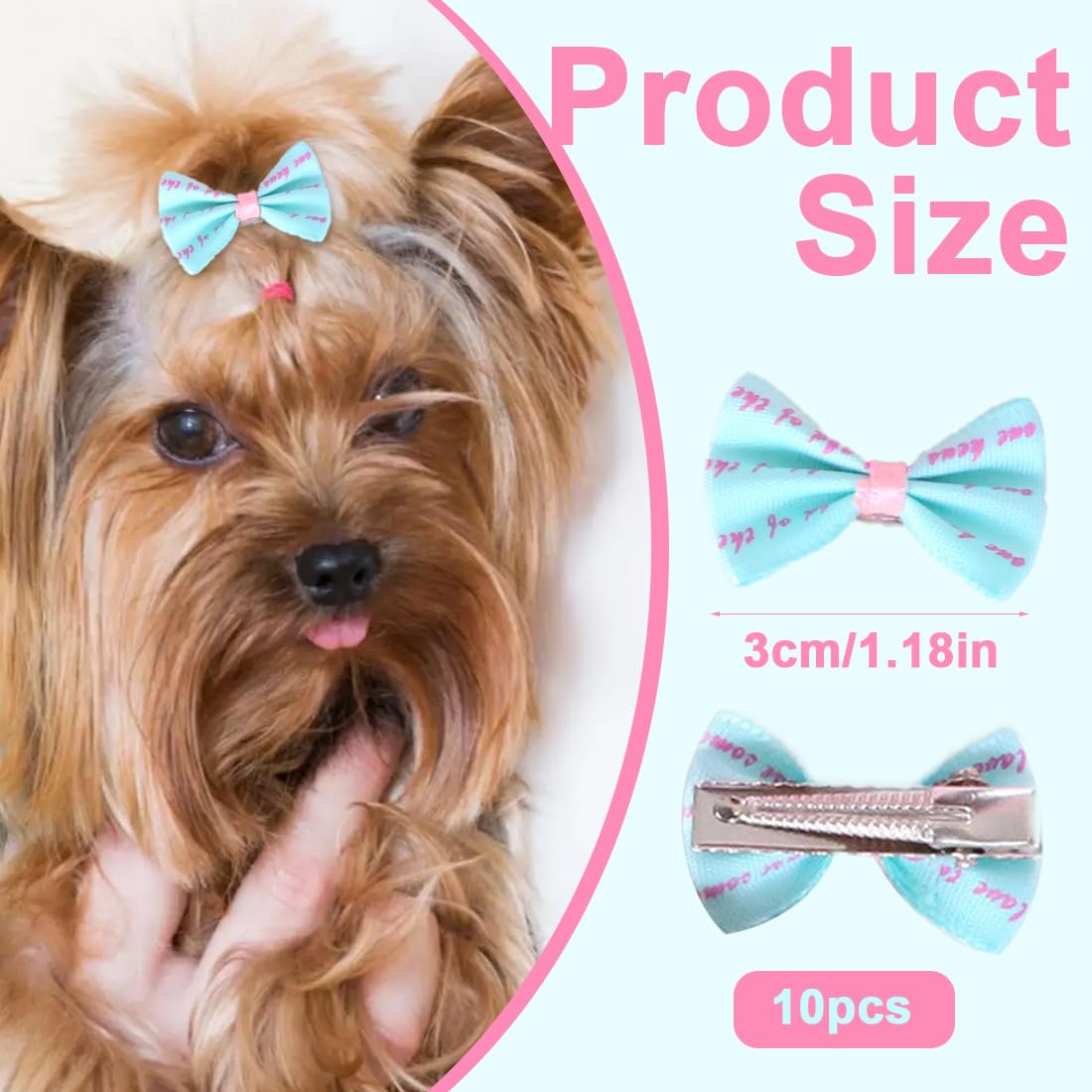 Set de 10 Noeuds à Cheveux pour Chien avec Clips, Barrettes et Accessoires de Toilettage