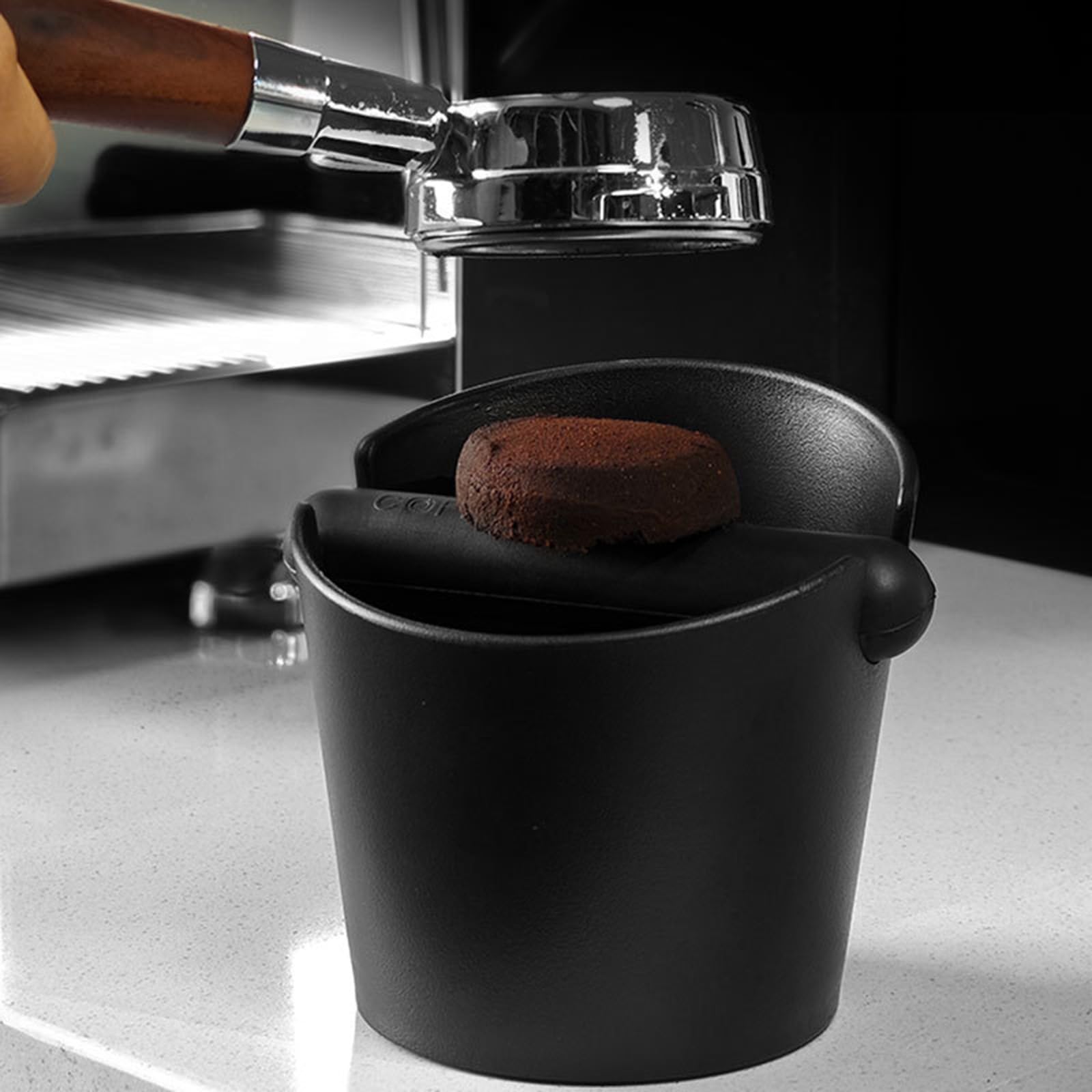 Lar Capaci pojemnik na mieloną kawę z antypoślizgową podstawą, cichy tamper, akcesoria do ekspresu do espresso, pogrubiona konstrukcja, dla miłośników kawy, pudełko na kawę